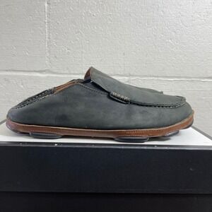 OluKai Moloa 10128-4033 Black Leather Loafers Slip On Men's 11.5 US/44.5 EU